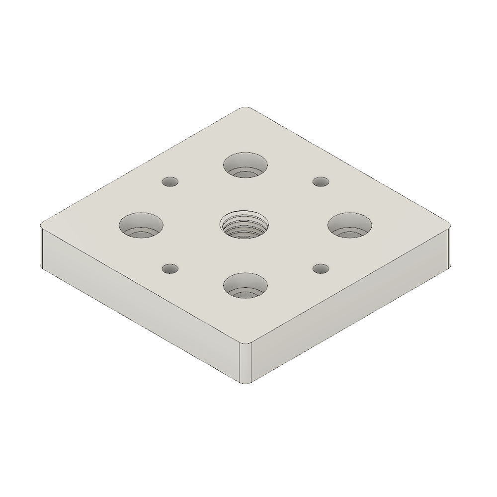 32-9090M16S-0 MODULAR SOLUTIONS FOOT & CASTER CONNECTING PLATE<BR>90MM X 90MM, M16 HOLE, SOLID ALUMINUM